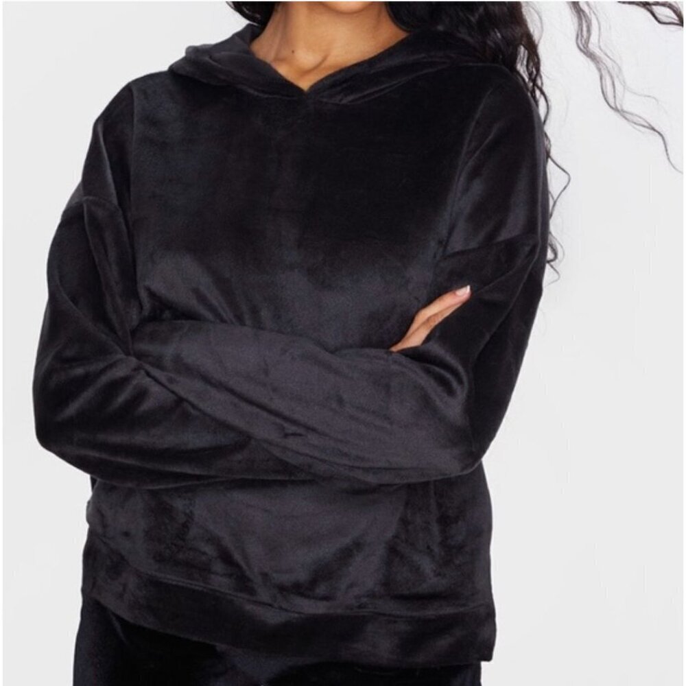 Nation LTD Finley Velvet Hoodie in Black RARE Size Medium